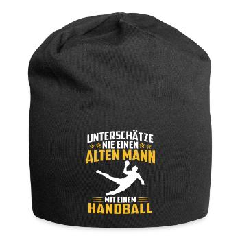 Unterschätze Nie Alten Mann Mit Handball - Jersey-Beanie - Schwarz - Vorne