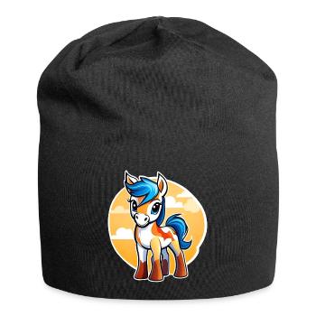 Niedliches kleines Pferd mit Sonne - Jersey-Beanie - Schwarz - Vorne