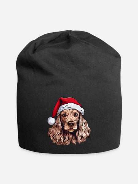 Cocker Spaniel Hund Weihnachten Kopf - Jersey-Beanie - Schwarz