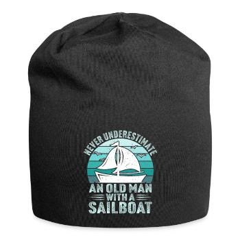 Unterschätze niemals einen alten Mann mit einem Segelboot - Jersey-Beanie - Schwarz - Vorne