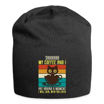shhhhh my coffe- Coffee Sayings -Coffee Gifts - Jersey Beanie - black - Front