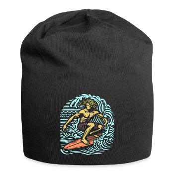 Vintage Summer Surfer on Wave Board Design - Jersey Beanie - black - Front