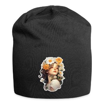 Margeriten Mädchen - Jersey-Beanie - Schwarz - Vorne