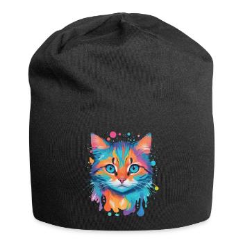 Niedliche Katze - Jersey-Beanie - Schwarz - Vorne