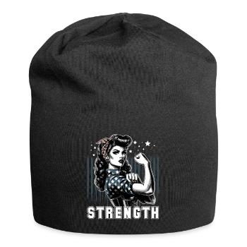 Stärke Frau Rockabilly Geschenk - Jersey-Beanie - Schwarz - Vorne