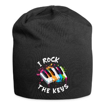 Music Piano "I Rock the Keys" Splash of Color - Jersey Beanie - black - Front