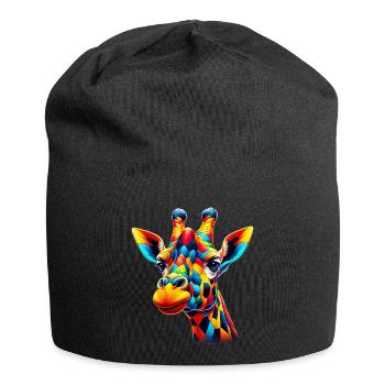 Giraffe colored and painted like Harlequin - Jersey Beanie - black - Front