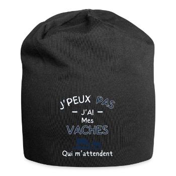 Ich kann nicht, ich habe meine Kühe, die auf mich warten - Jersey-Beanie - Schwarz - Vorne