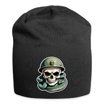 serpent squelette et tatouage - Bonnet en jersey - noir - Devant