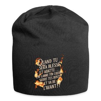 texte quand tu sera bléssé - Bonnet en jersey - noir - Devant