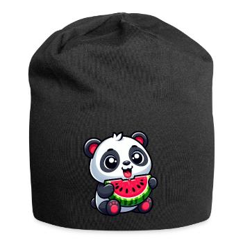 Panda Mit Wassermelone Fruchtig Niedlich - Jersey-Beanie - Schwarz - Vorne