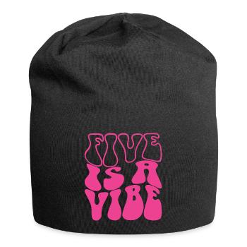 Five Is A Vibe Pink 5 Years Old Girls 5th Birthday - Jersey Beanie - black - Front