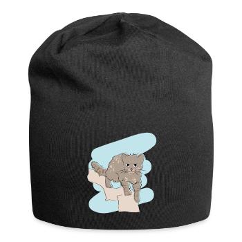 Design illustré avec wildcat - Bonnet en jersey - noir - Devant