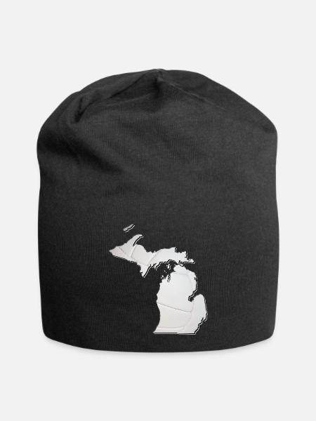 Michigan (USA) | echter Volleyball | Landkarte - Jersey-Beanie - Schwarz