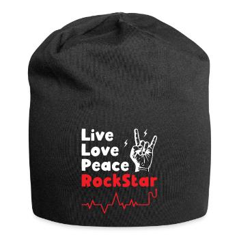 Vivre Amour Paix Rockstars - Bonnet en jersey - noir - Devant