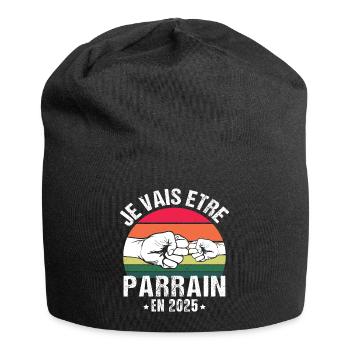 Je vais être parrain 2025 futur parrain vintage - Bonnet en jersey - noir - Devant