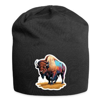 großer Bison - Jersey-Beanie - Schwarz - Vorne