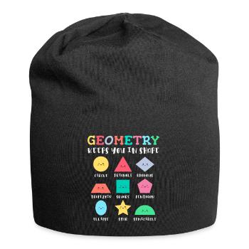 Geometrische Formen mit positiven Sprüchen - Jersey-Beanie - Schwarz - Vorne