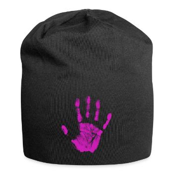 Empreinte de main, identité peinte, doigts et paume - Bonnet en jersey - noir - Devant
