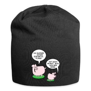 Ist Wurst | Schweine, lustige Sprüche, Fleisch - Jersey-Beanie - Schwarz - Vorne