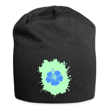 hibiskus klecks - Jersey-Beanie - Schwarz - Vorne