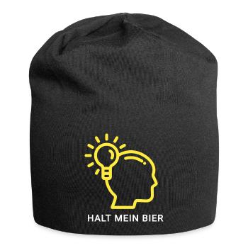Innovatives Denk-Design mit Lichtsymbol - Jersey-Beanie - Schwarz - Vorne