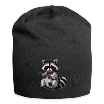 Raccoon embroidered thread - Jersey Beanie - black - Front