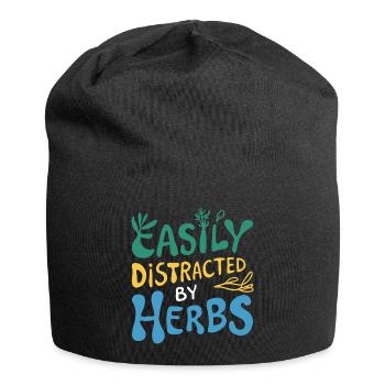Amateur d’herbes aromatiques : Facilement distrait - Bonnet en jersey - noir - Devant