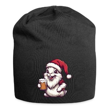 Hase Weihnachten Bier Lustig - Jersey-Beanie - Schwarz - Vorne