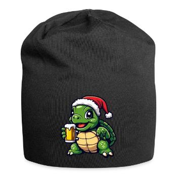 Turtle Christmas Beer Funny - Jersey Beanie - black - Front