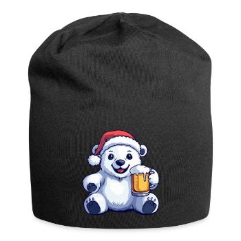 Polar Bear Christmas Beer Funny - Jersey Beanie - black - Front