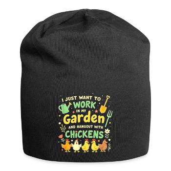 T Shirt Garden Chickens - Jersey Beanie - black - Front