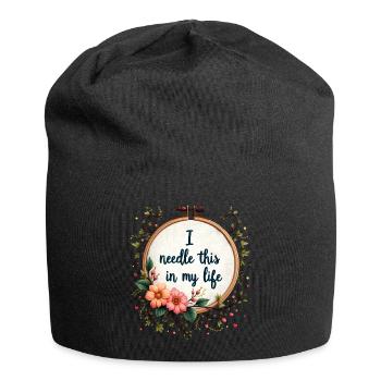 J’aiguille cela dans ma vie - Embroidery Art - Bonnet en jersey - noir - Devant