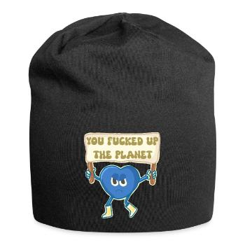 Climate activist retro mascot - Jersey Beanie - black - Front