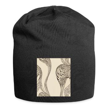 Abstraktes organisches Muster - Jersey-Beanie - Schwarz - Vorne