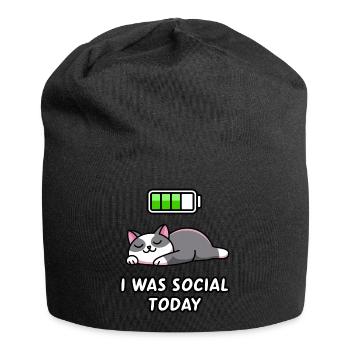 Recharge Mode: I Was Social Today - Jersey Beanie - black - Front