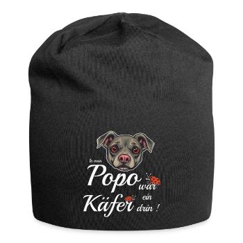 Lustiger Hund - Jersey-Beanie - Schwarz - Vorne
