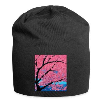 Cherry blossom against the background of mountains - Jersey Beanie - black - Front