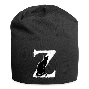 Buchstabe Z mit Katze - Jersey-Beanie - Schwarz - Vorne
