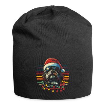 Havaneser mit Sonnenbrille und Weihnachtsmütze - Jersey-Beanie - Schwarz - Vorne