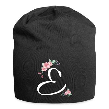 Brief und Blumen - Jersey-Beanie - Schwarz - Vorne