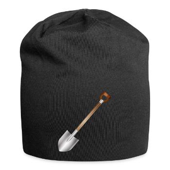 Klassischer Spaten – Garten- und Bauwerkzeugmotiv - Jersey-Beanie - Schwarz - Vorne
