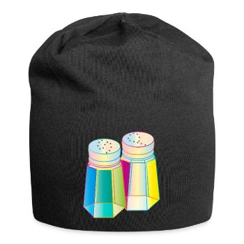 Salz & Pfeffer im Prisma-Glas – Farbenfrohe Würze - Jersey-Beanie - Schwarz - Vorne