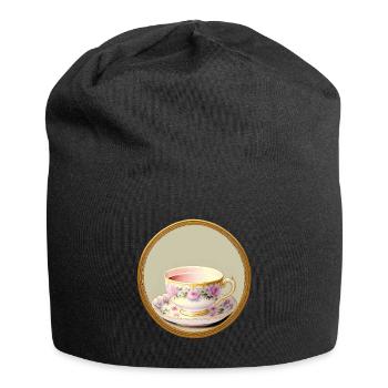 Eine Tasse Tee oder Kaffee? - Jersey-Beanie - Schwarz - Vorne
