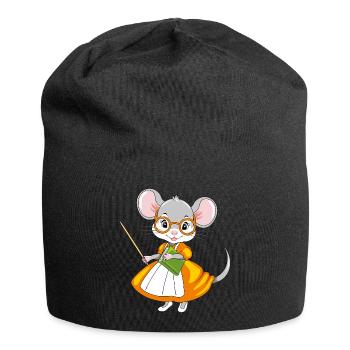 Intelligente Maus Lehrer mit einem Zeiger und einem Buch - Jersey-Beanie - Schwarz - Vorne