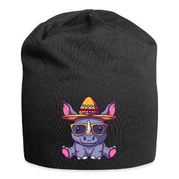 Rhinocéros Sombrero Drôle - Bonnet en jersey - noir - Devant