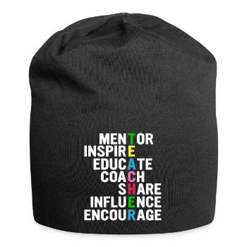 Lehrer-Akrostichon: Mentor, Inspirieren,... - Jersey-Beanie - Schwarz - Vorne