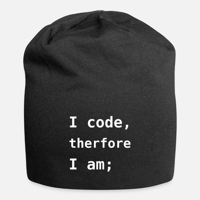 I Code Therefore I Am - Jersey Beanie - black