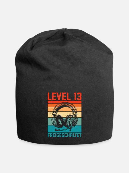 13. Geburtstag Jungen Gamer Level 13 Unlocked - Jersey-Beanie - Schwarz