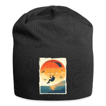 Evening atmosphere with paraglider over water - Jersey Beanie - black - Front